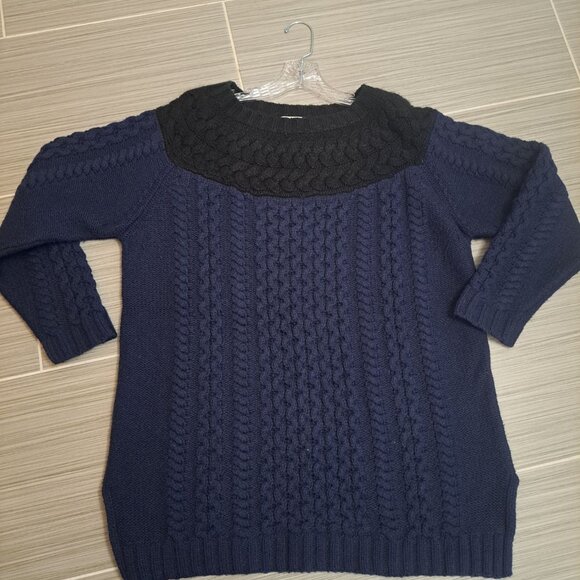 Boden Size 16 Cable Knit Sweater Black & Blue Wool/Alpaca Blend Warm Winter - Picture 8 of 9